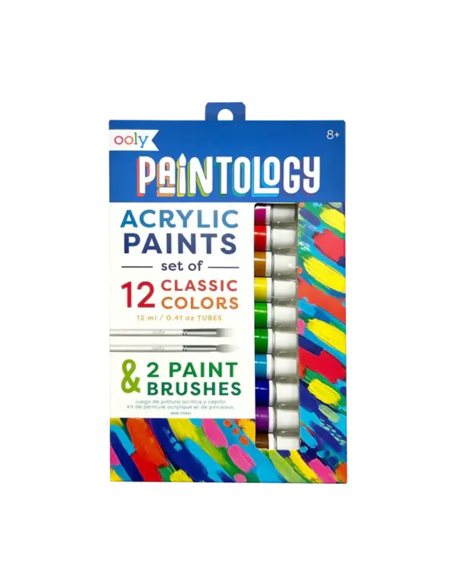 Ooly Paintology Acrylic Paints + 2 Brushes Classic Colors