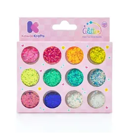 Kawaii Slime Make Your World Sparkle Chunky Glitter 12 Color Set
