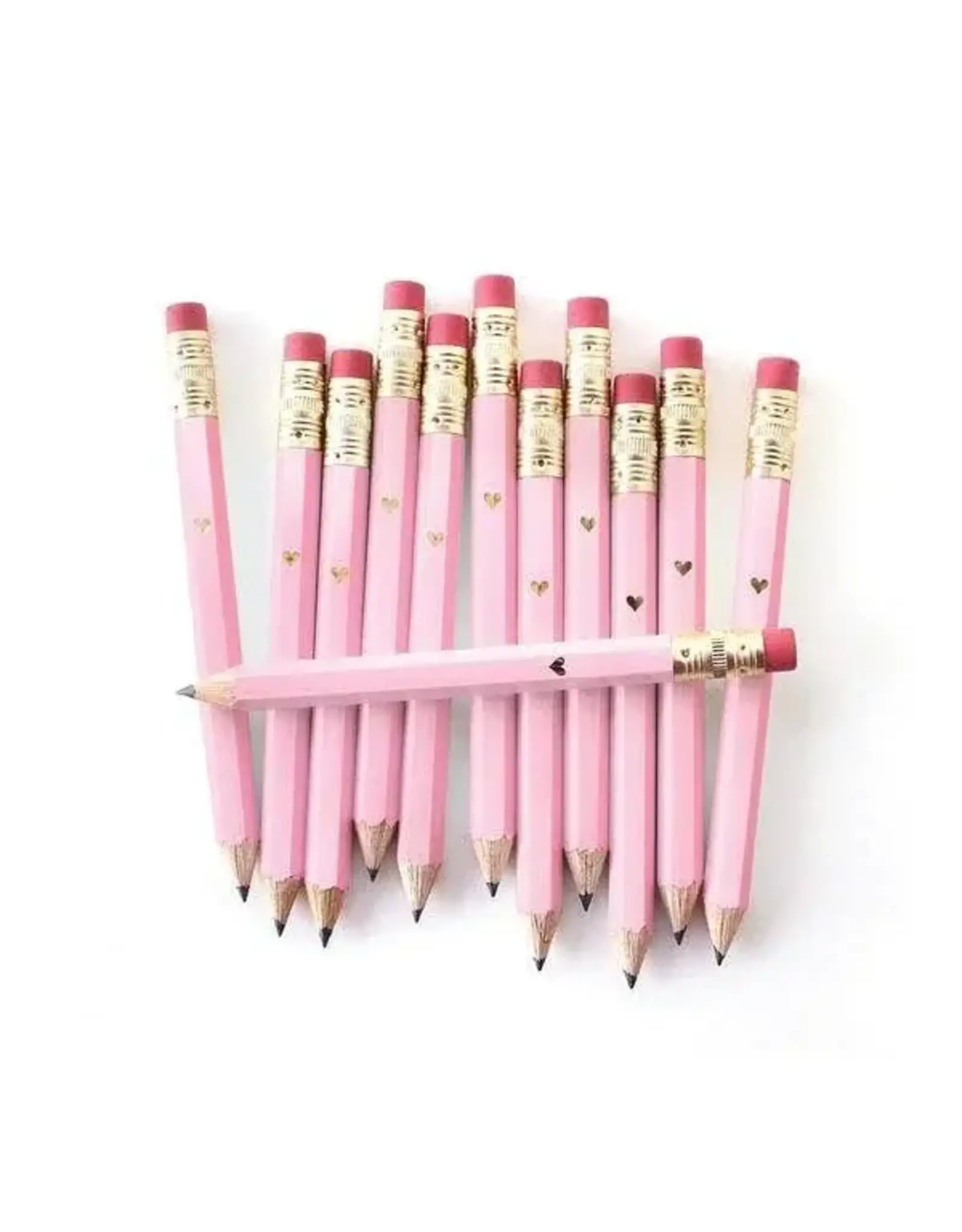 Inklings Paperie Mini Pencils Gold Heart Pink