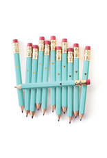 Inklings Paperie Mini Pencils Gold Heart Teal
