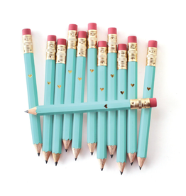 Inklings Paperie Mini Pencils Gold Heart Teal