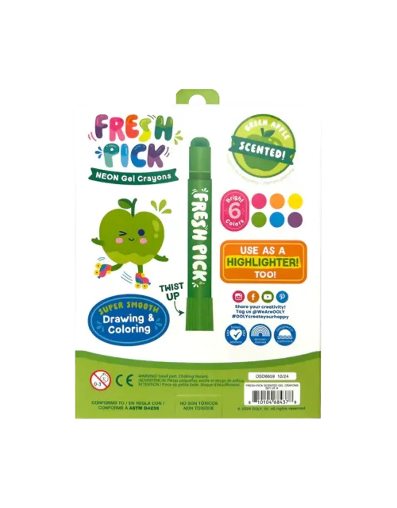 Ooly Fresh Pick Apple Scented Gel Crayons Set Of 6