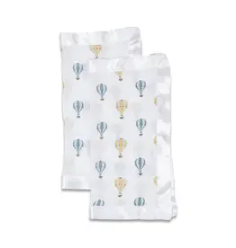 Lulujo Baby Security Blanket  2 Pack Muslin Cotton Hot Air Balloon