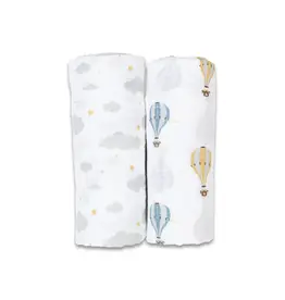 Lulujo Baby Lulujo Vintage 2 Pack Swaddle Hot Air Balloon