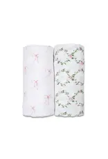 Lulujo Baby Vintage 2 Pack Swaddle Bows & Rose Trellis