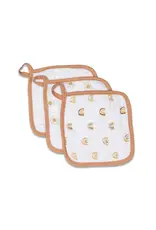 Lulujo Baby 3 Pack Muslin Washcloths Rainbow, White & Suns