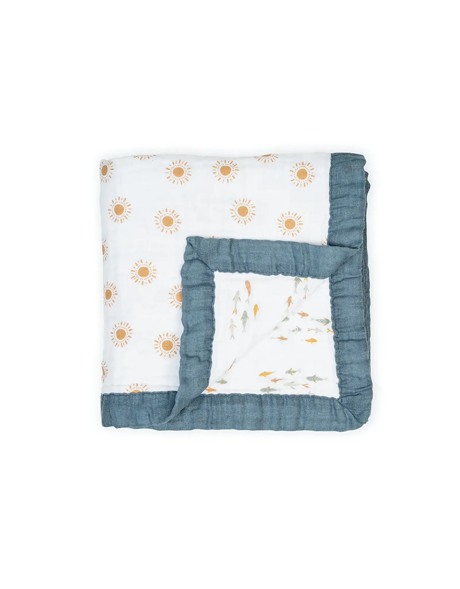Lulujo Baby Lulujo Reversible Muslin Blanket 3 Ply Sun Fish