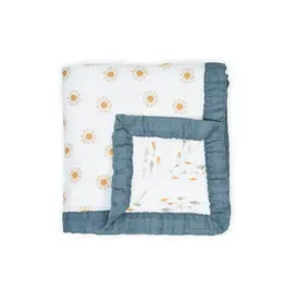 Lulujo Baby Lulujo Reversible Muslin Blanket 3 Ply Sun Fish