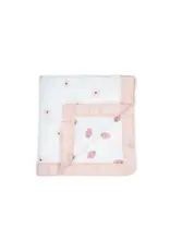 Lulujo Baby Reversible Muslin Blanket 3Ply Daisies & Strawberry