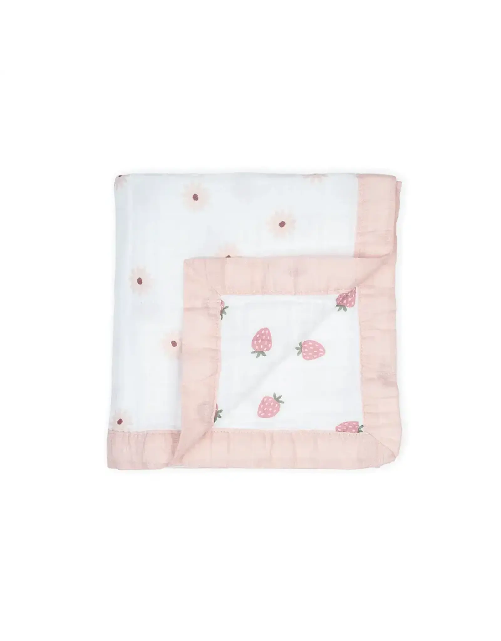 Lulujo Baby Reversible Muslin Blanket 3Ply Daisies & Strawberry