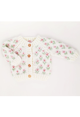 Huggalugs Bitty Blooms White Cardigan Sweater