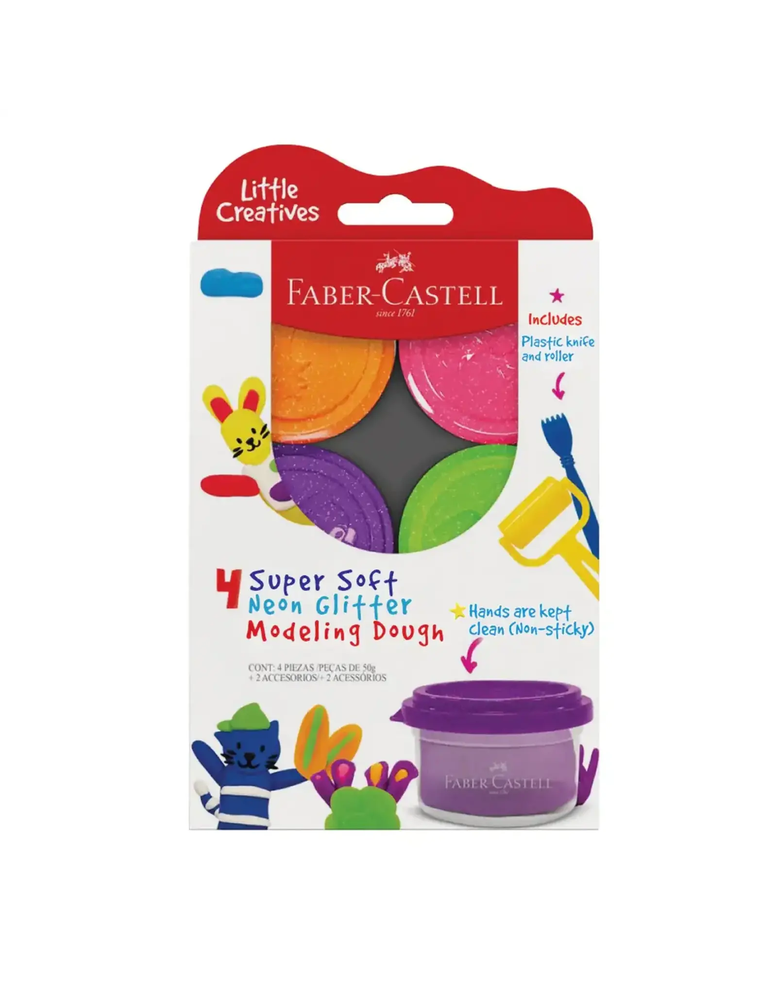 Faber Castell Modelling Dough Neon Glitter Set of 4
