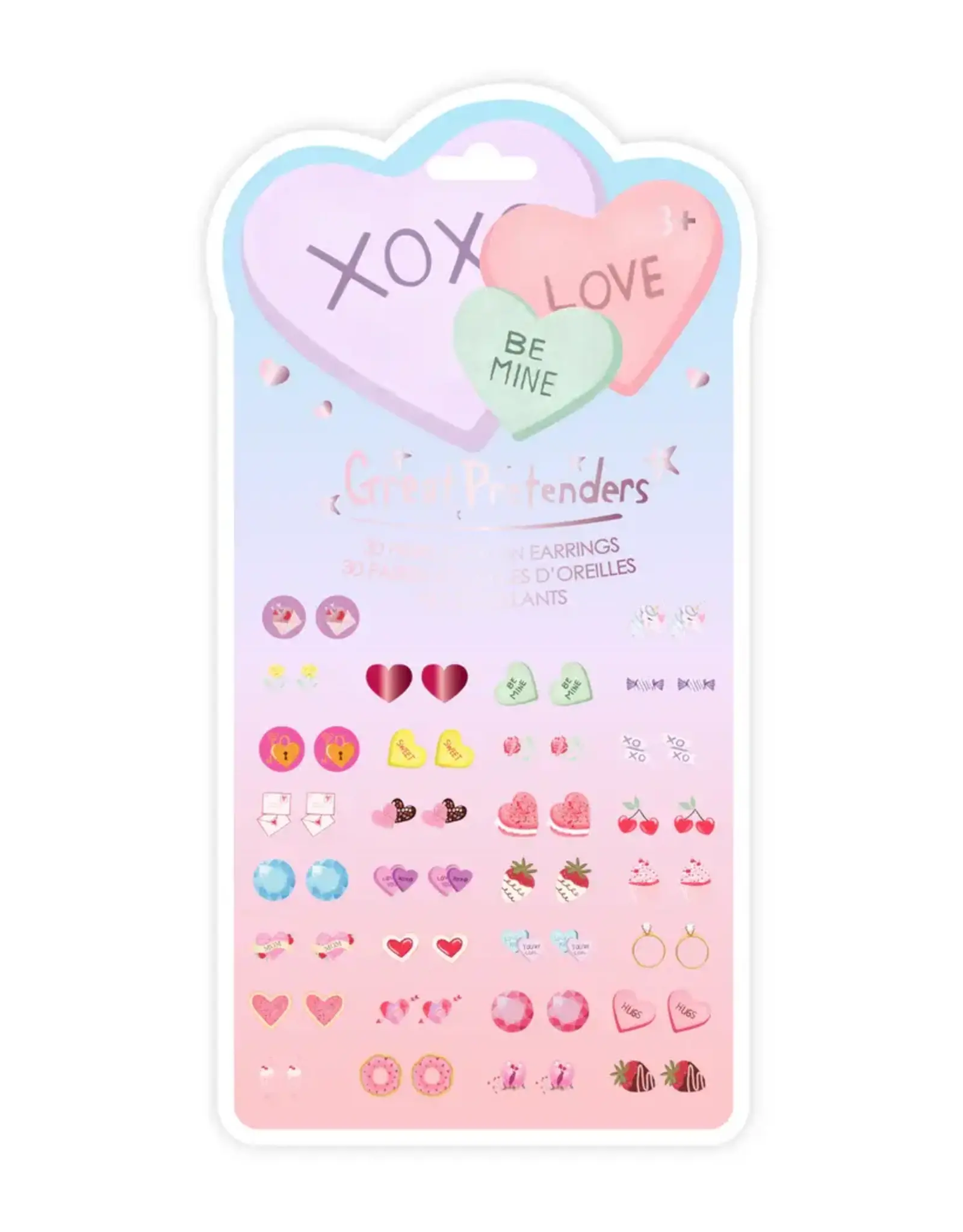 Great Pretenders Candy Heart Valentine Sticker Earrings 30 Pairs