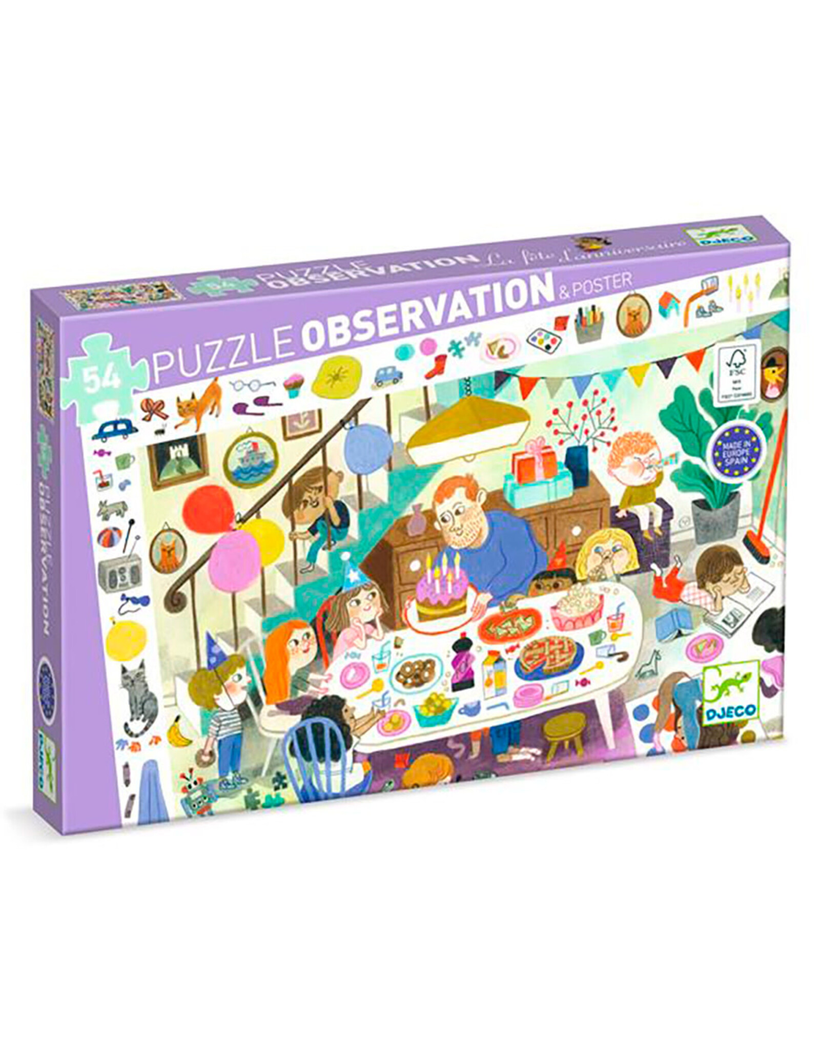 Djeco 54 Piece Birthday Party Observation Puzzle