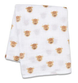Lulujo Baby Swaddle Blanket Muslin Cotton LG Highland Cows