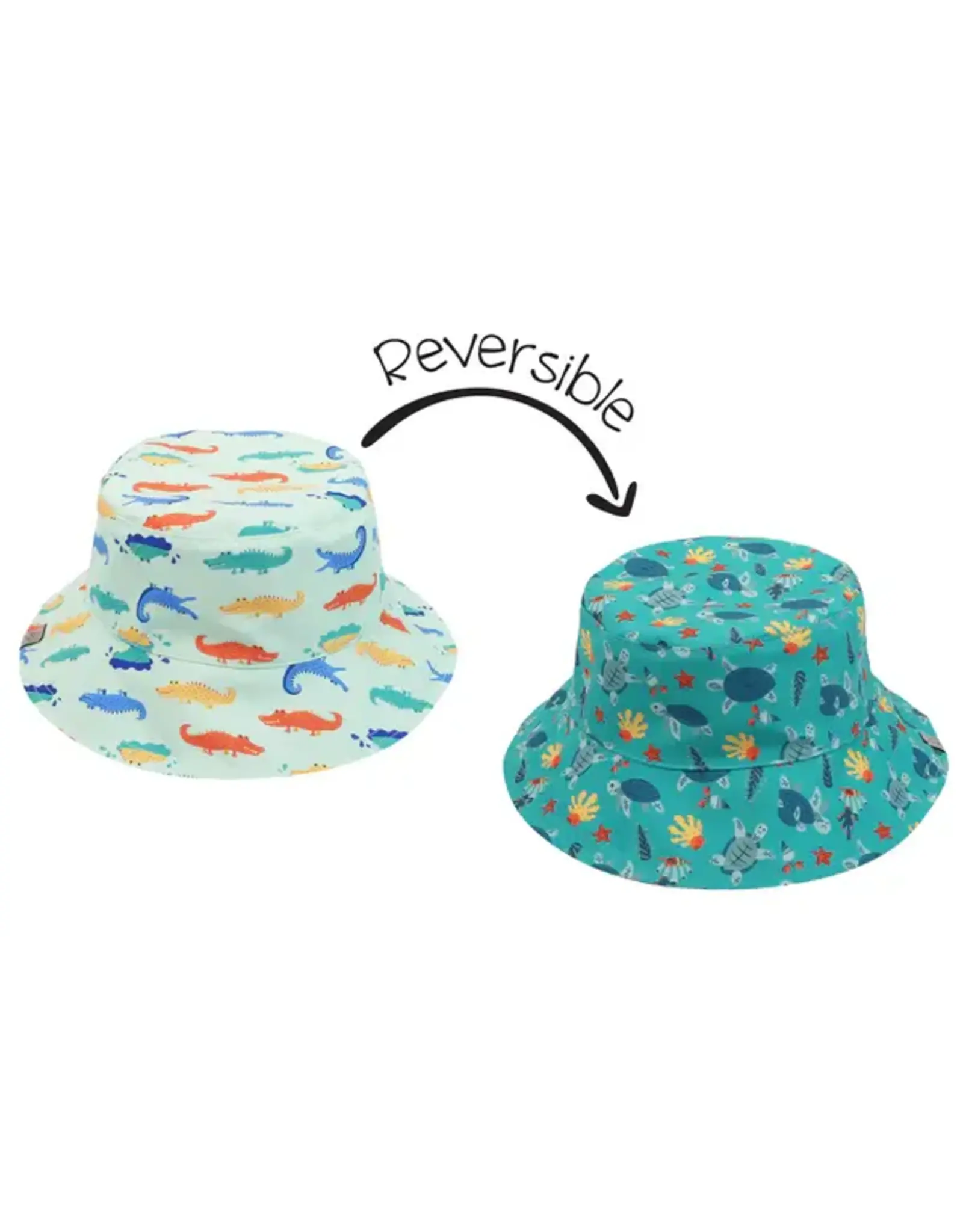 FlapJackKids Reversible Patterned Sun Hat Turtle Alligator 0-6M