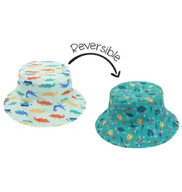 FlapJackKids Reversible Patterned Sun Hat Turtle Alligator 0-6M