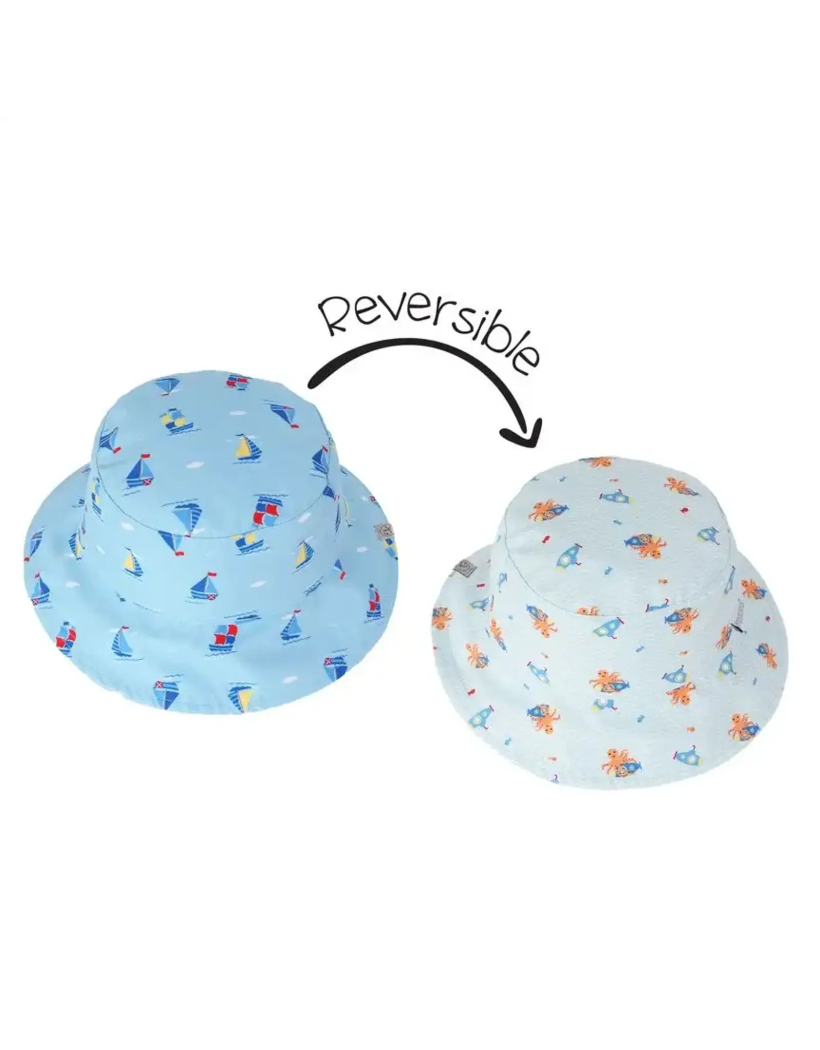 FlapJackKids Reversible Patterned Sun Hat Sailboat Submarine 6M-2Y