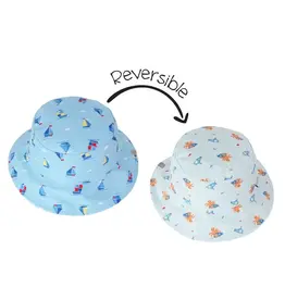 FlapJackKids Reversible Patterned Sun Hat Sailboat Submarine 6M-2Y