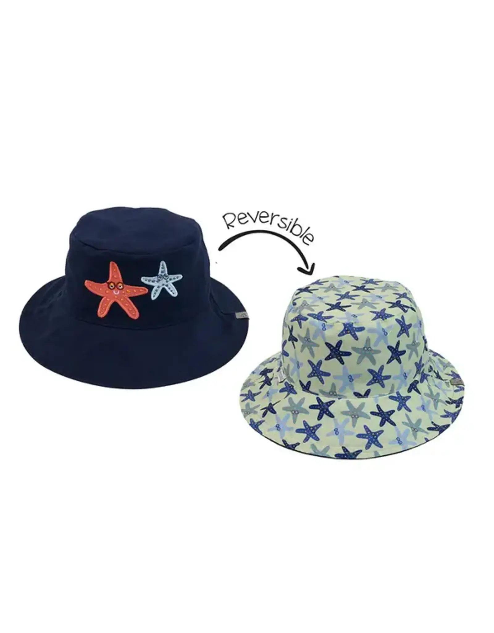 FlapJackKids Kids Reversible Mixed Sun Hat Starfish Medium