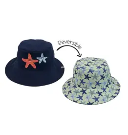 FlapJackKids Kids Reversible Mixed Sun Hat Starfish Medium