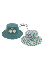 FlapJackKids Kids Reversible Mixed Sun Hat Kissing Fish Small