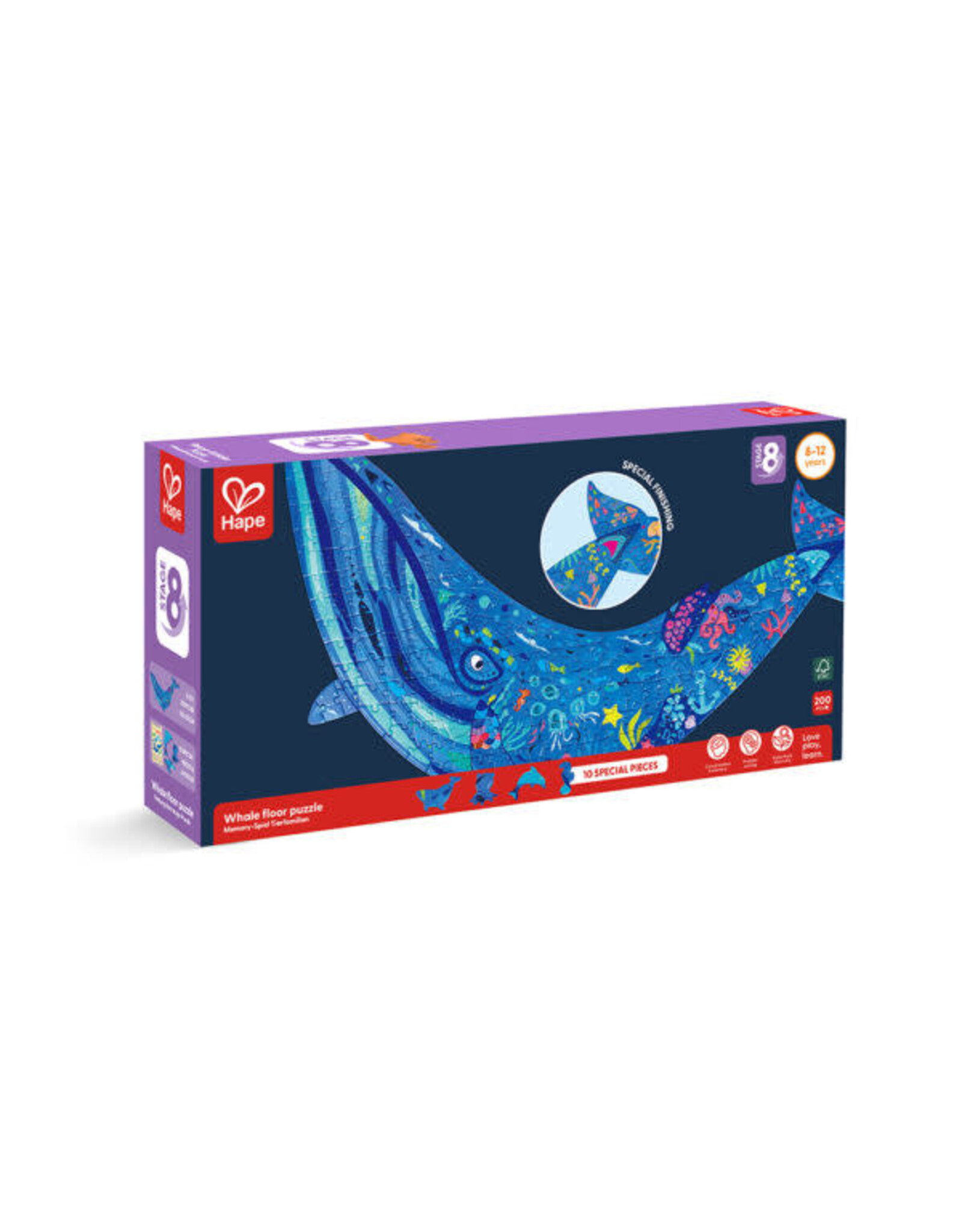 Hape Humpback Whale Shimmer Floor 200 Piece Puzzle