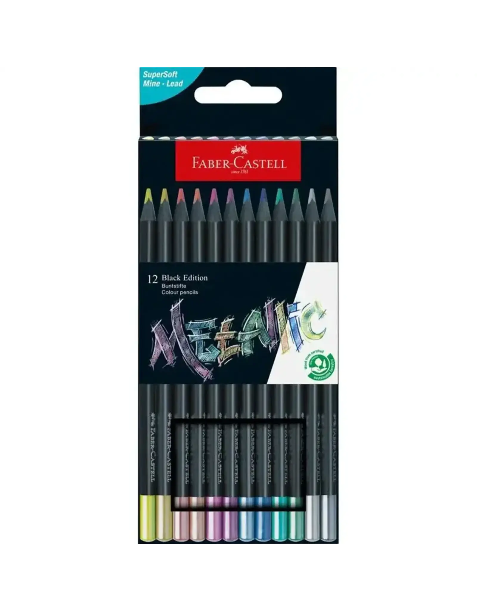 Faber Castell 12 Metallic Color Pencils Black Edition
