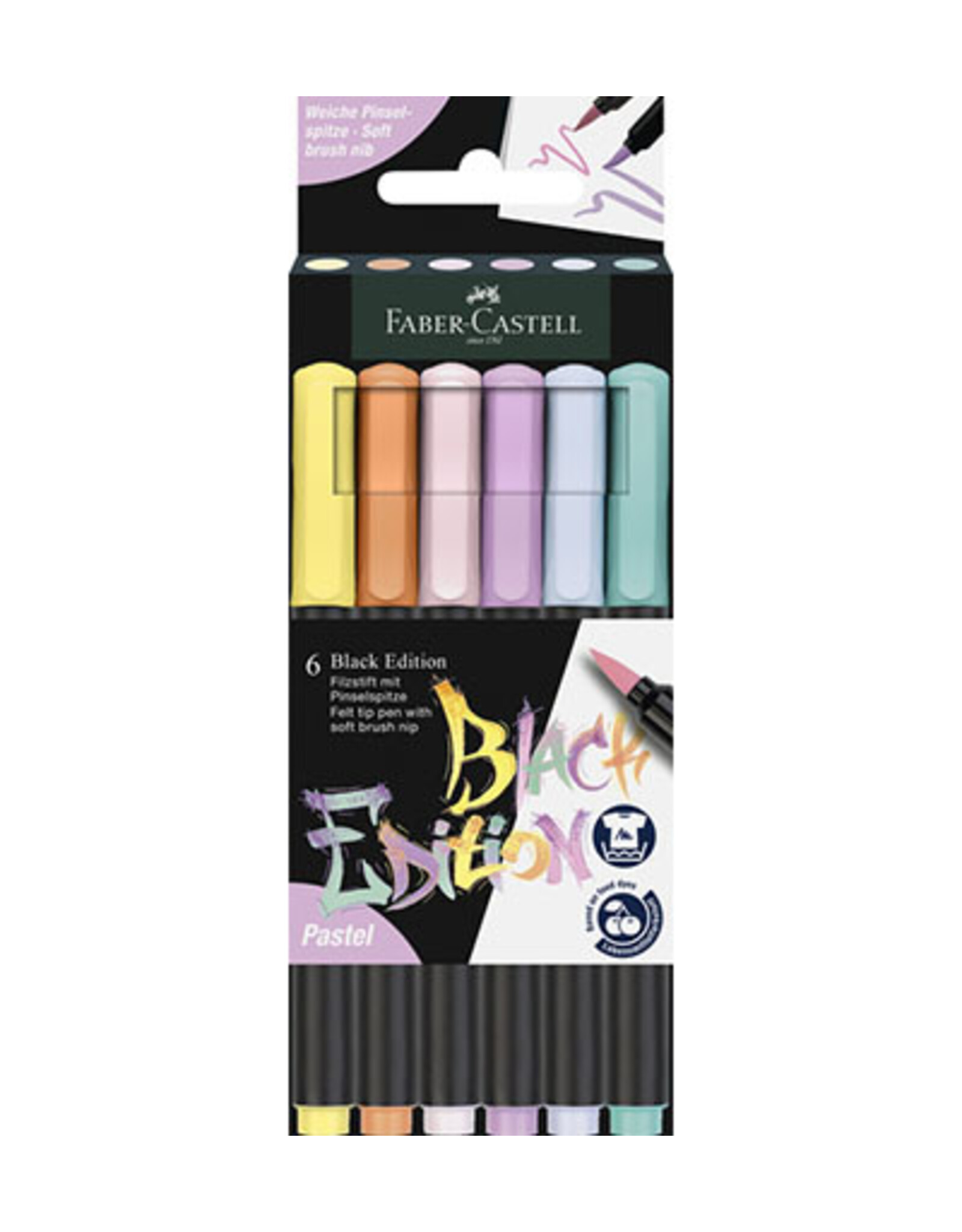 Faber Castell 6 Felt Tip Brush Pen Black Edition