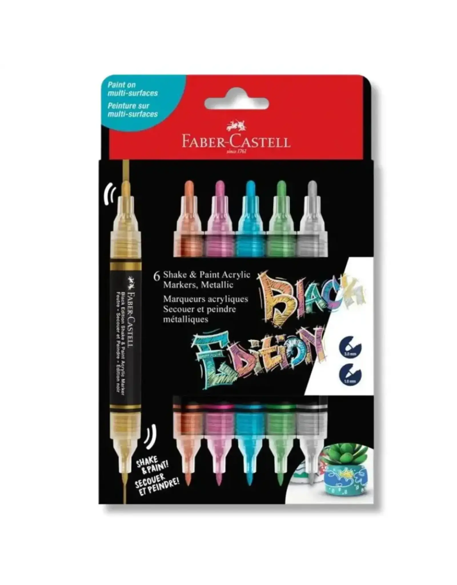 Faber Castell 6 Shake & Paint Markers Metallic