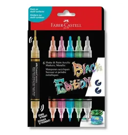 Faber Castell 6 Shake & Paint Markers Metallic
