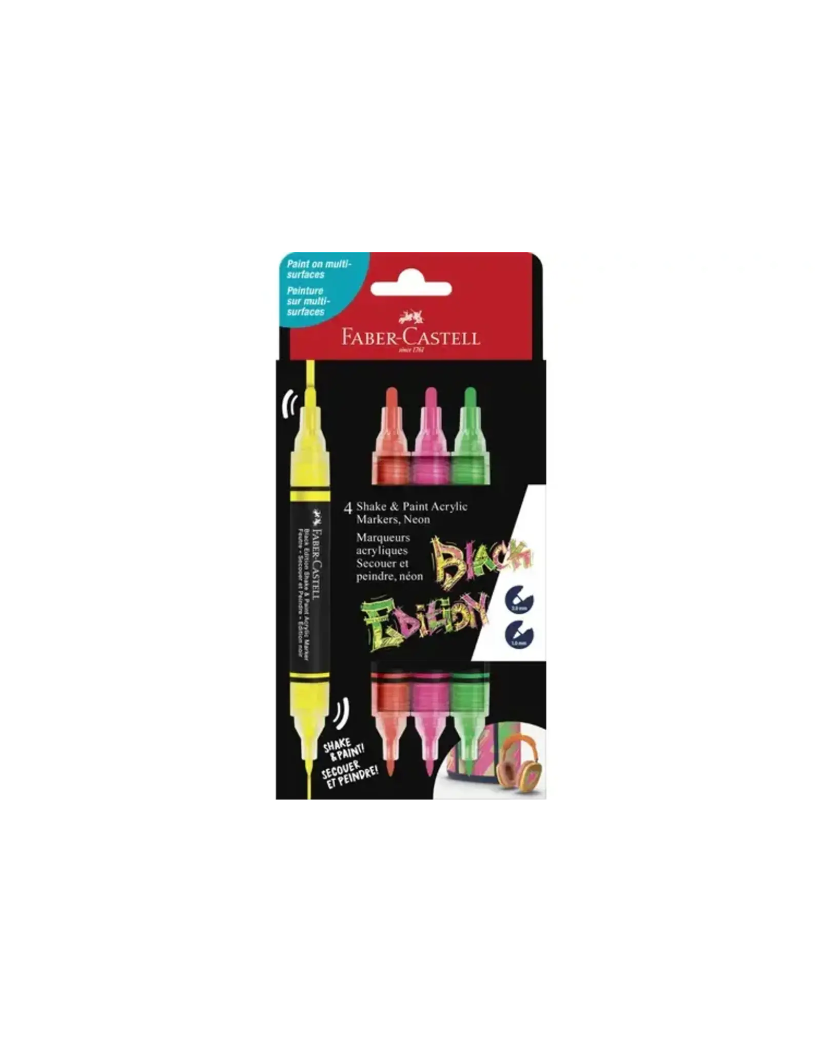 Faber Castell 4 Shake & Paint Acrylic Marker, Neon