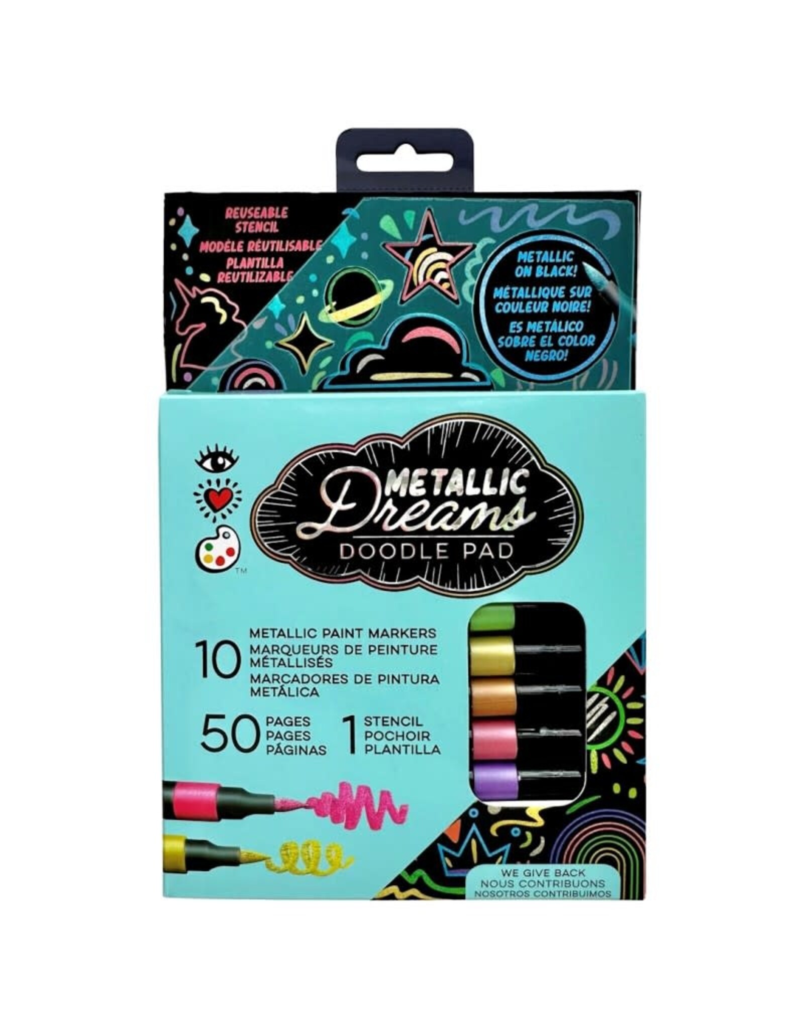 Bright Stripes iHeartArt Metallic Dreams Doodle Pad