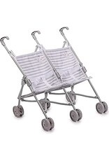 JC Toys Berenguer Boutique Twin Doll Stroller Elephant Theme Grey
