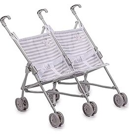 JC Toys Berenguer Boutique Twin Doll Stroller Elephant Theme Grey