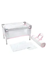 JC Toys Berenguer Boutique Folding Doll Crib/Playpen - Pink with Travel Bag