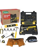 SparkJump Kids Deluxe Tool Set with Leather Tool Belt & Safety Goggles