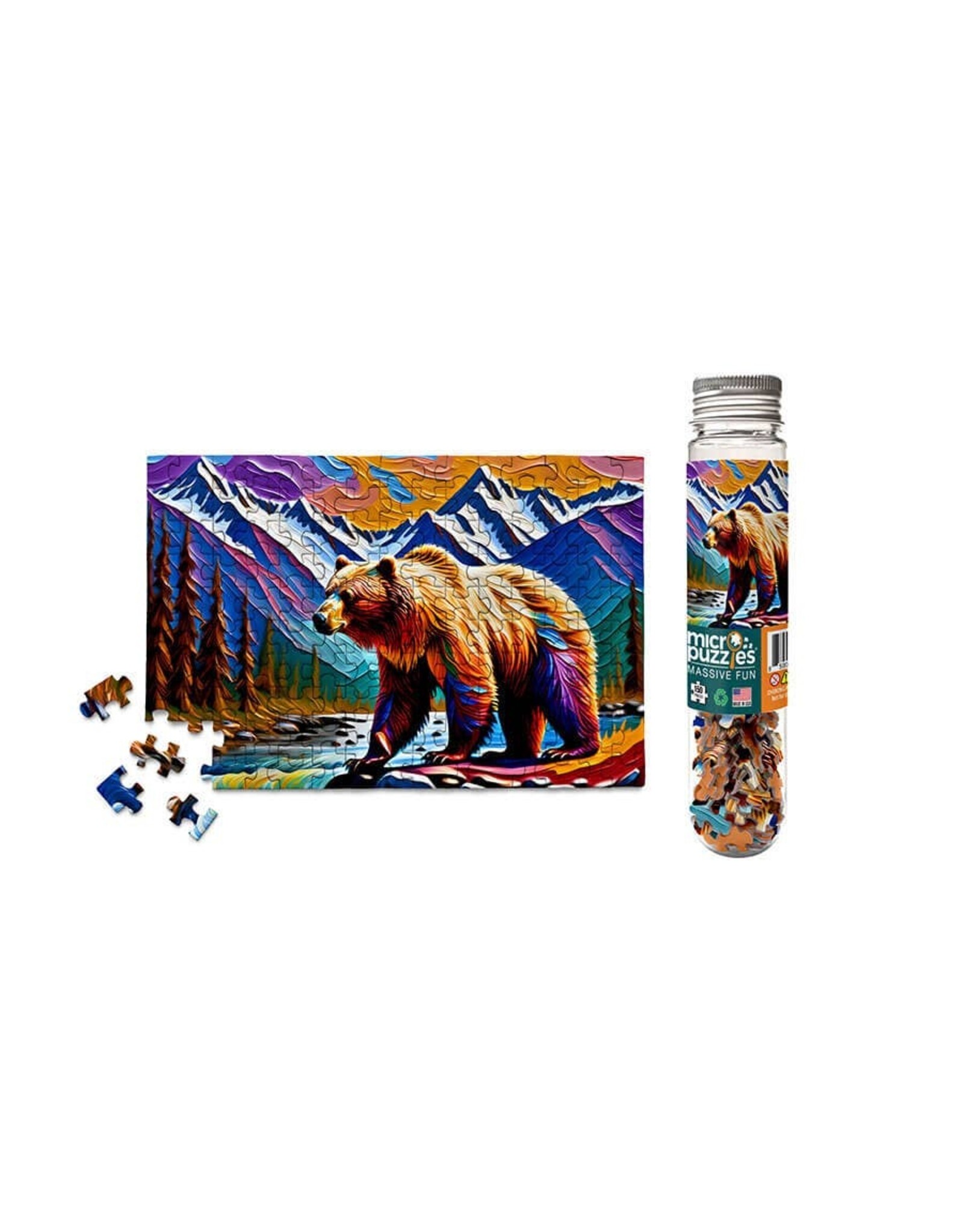 Micropuzzles Colorful Bear Grizzly Mountain Jigsaw Puzzle