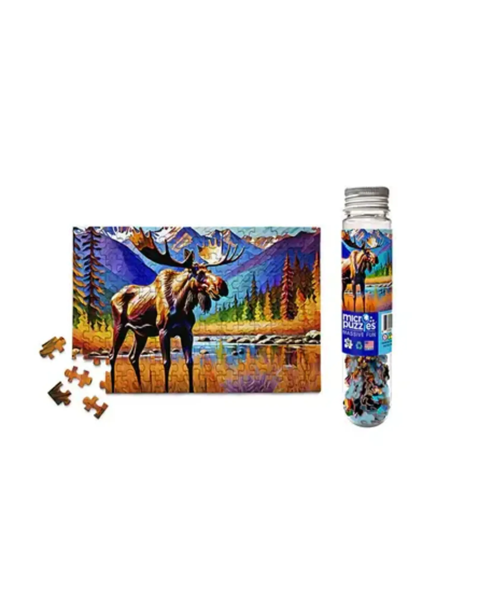 Micropuzzles Colorful Moose Wildlife Forest Mini Jigsaw Puzzle