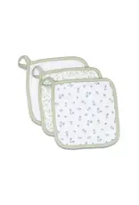Lulujo Baby Lulujo 3 Pack Muslin Washcloths Green White Blueberry