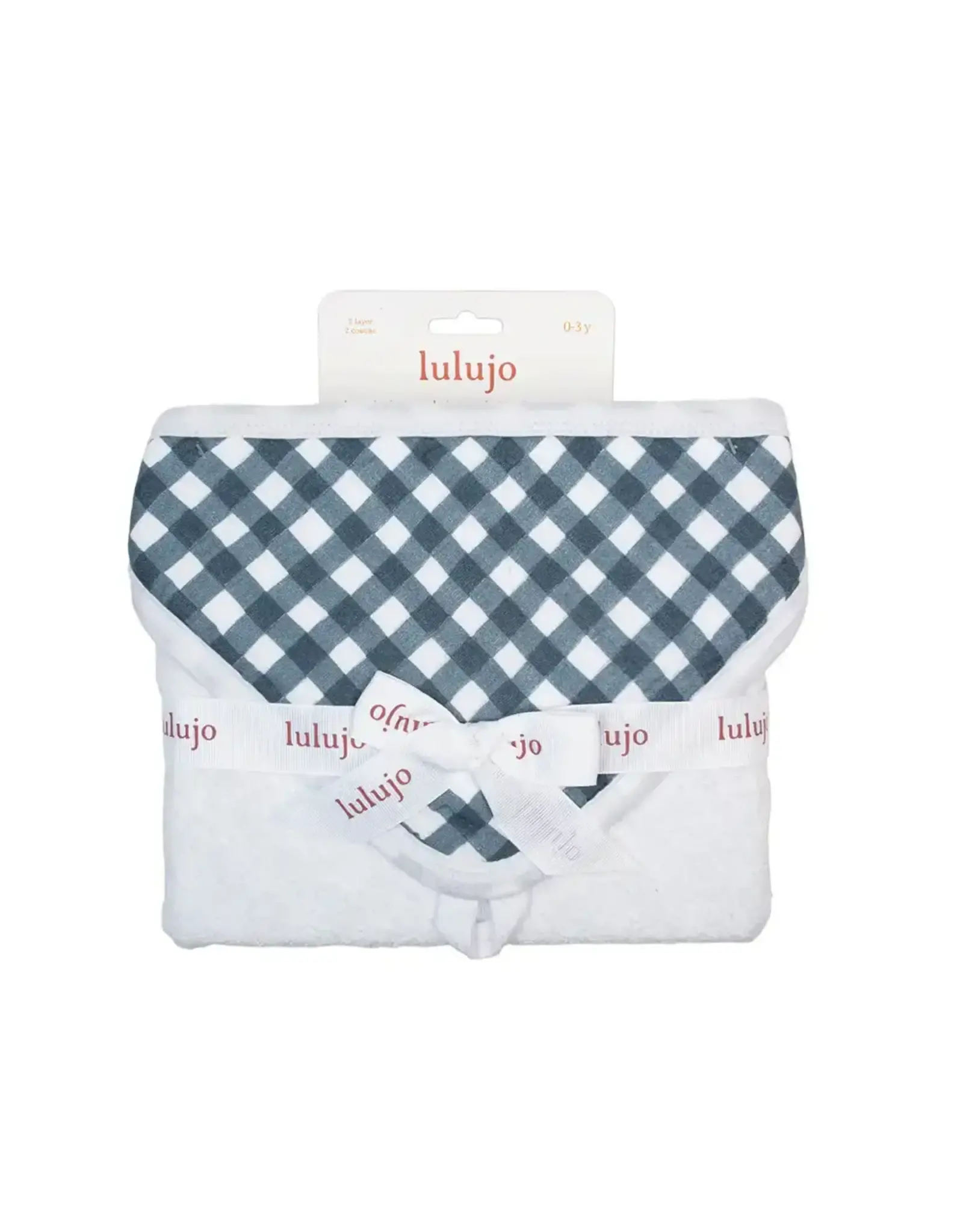 Lulujo Baby Lulujo Hooded Towel Navy Gingham