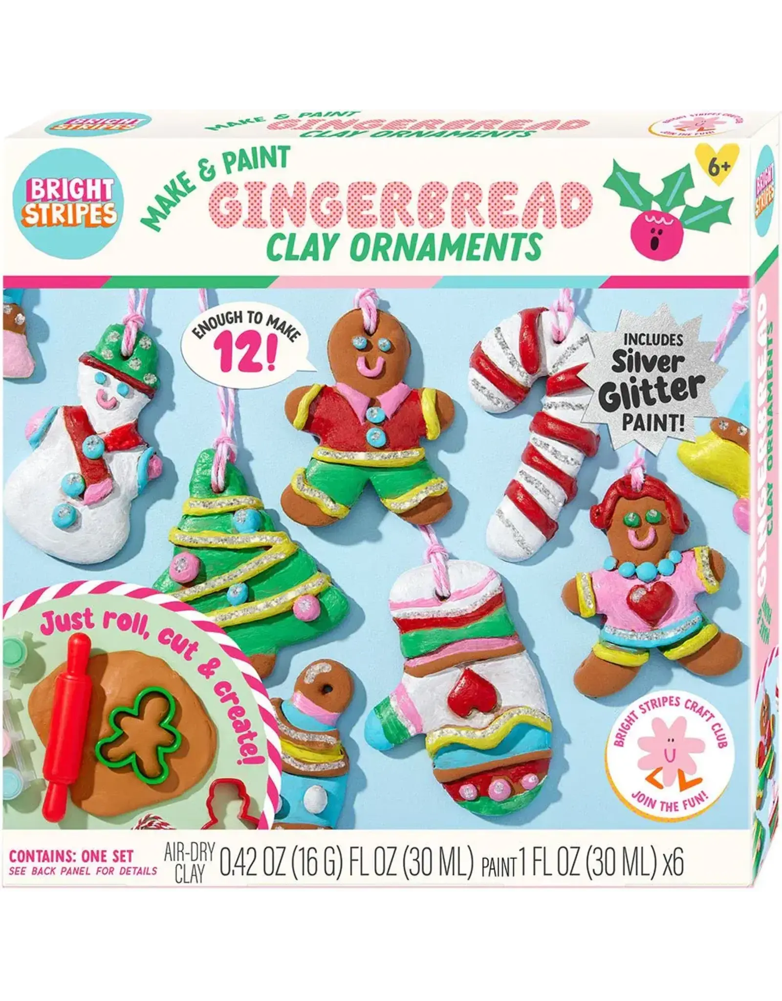Bright Stripes Make & Paint Gingerbread Clay Ornaments