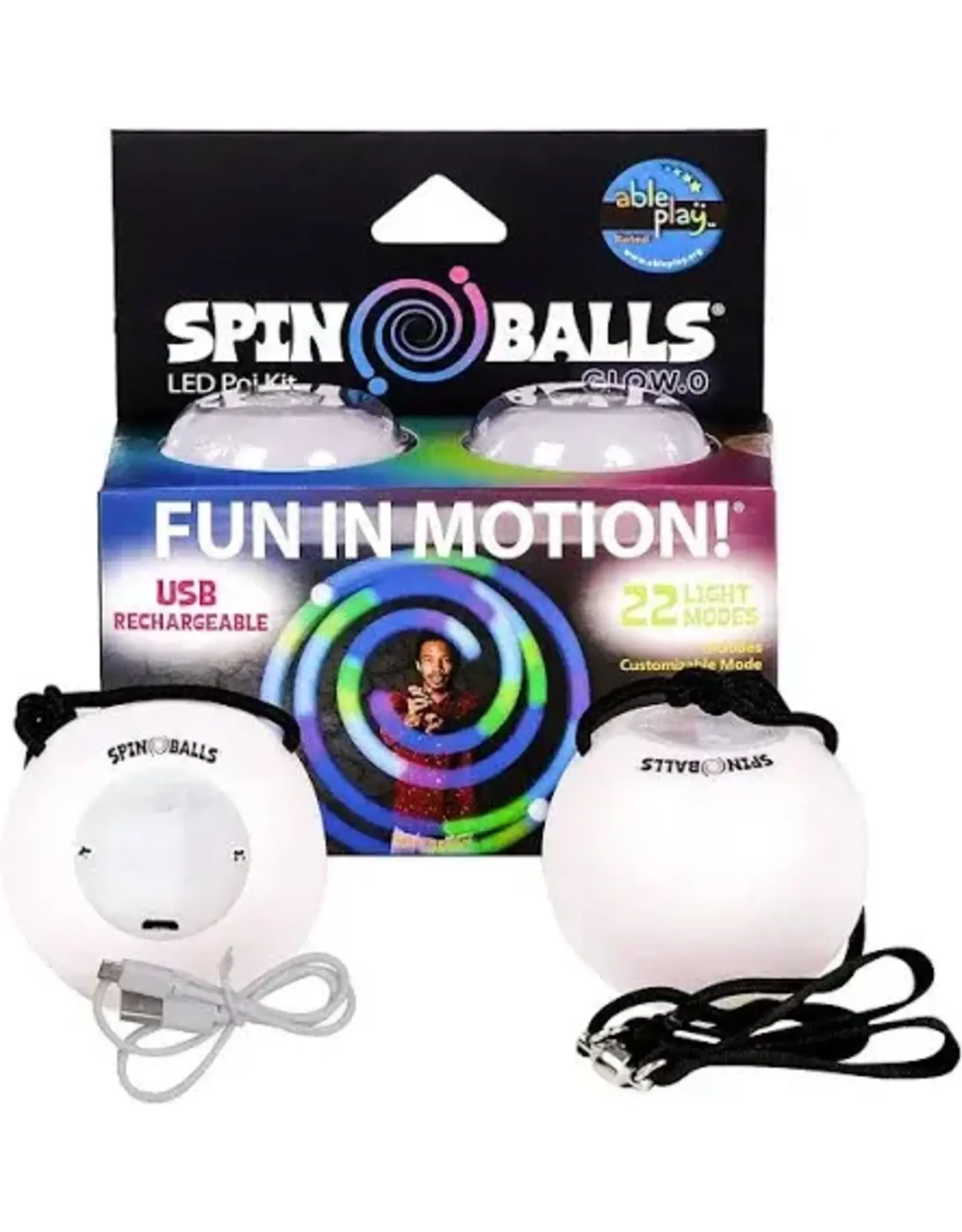Fun in Motion Toys Spinballs LED Rechargeable Poi Set