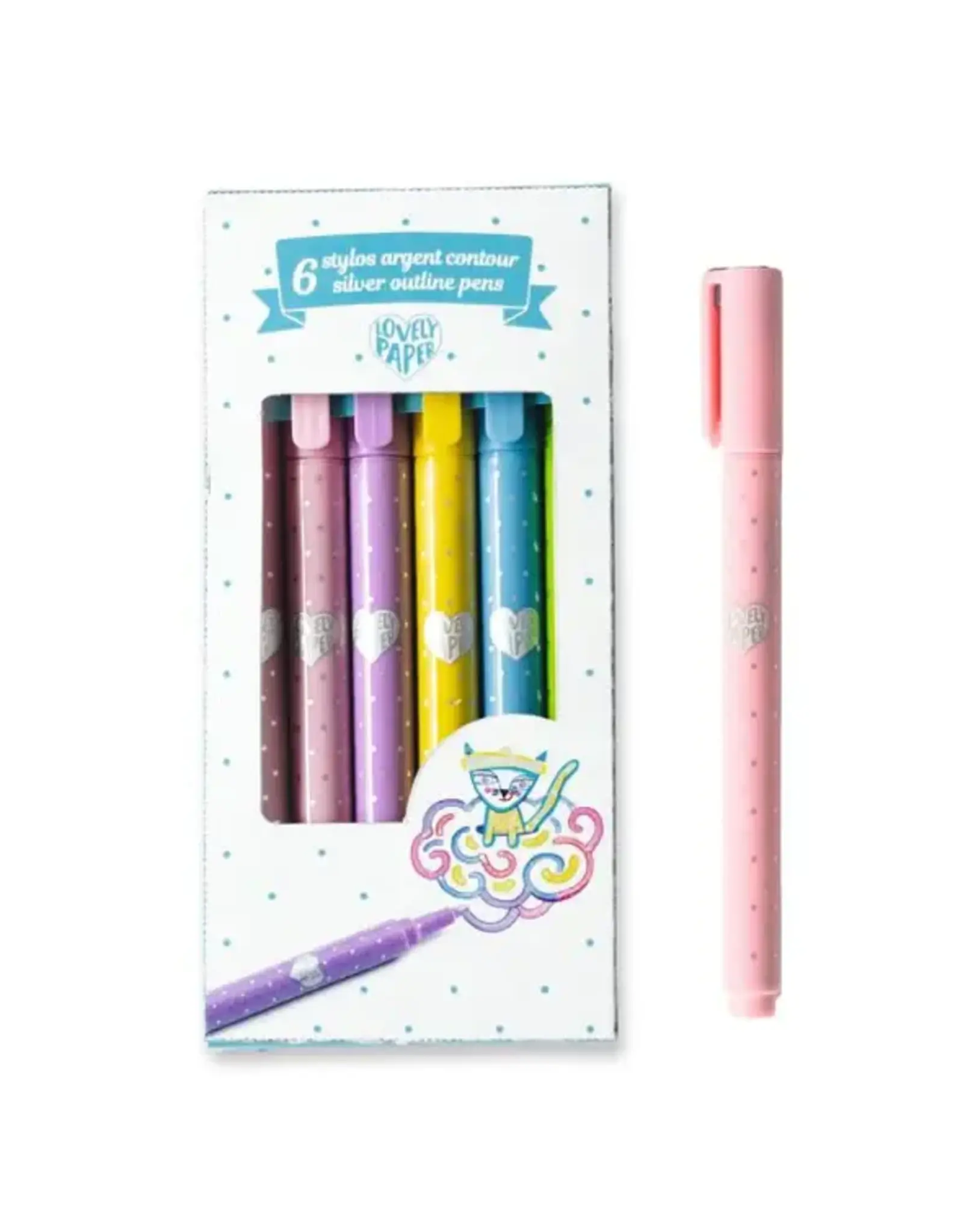 Djeco 6 Silver Outline Pens