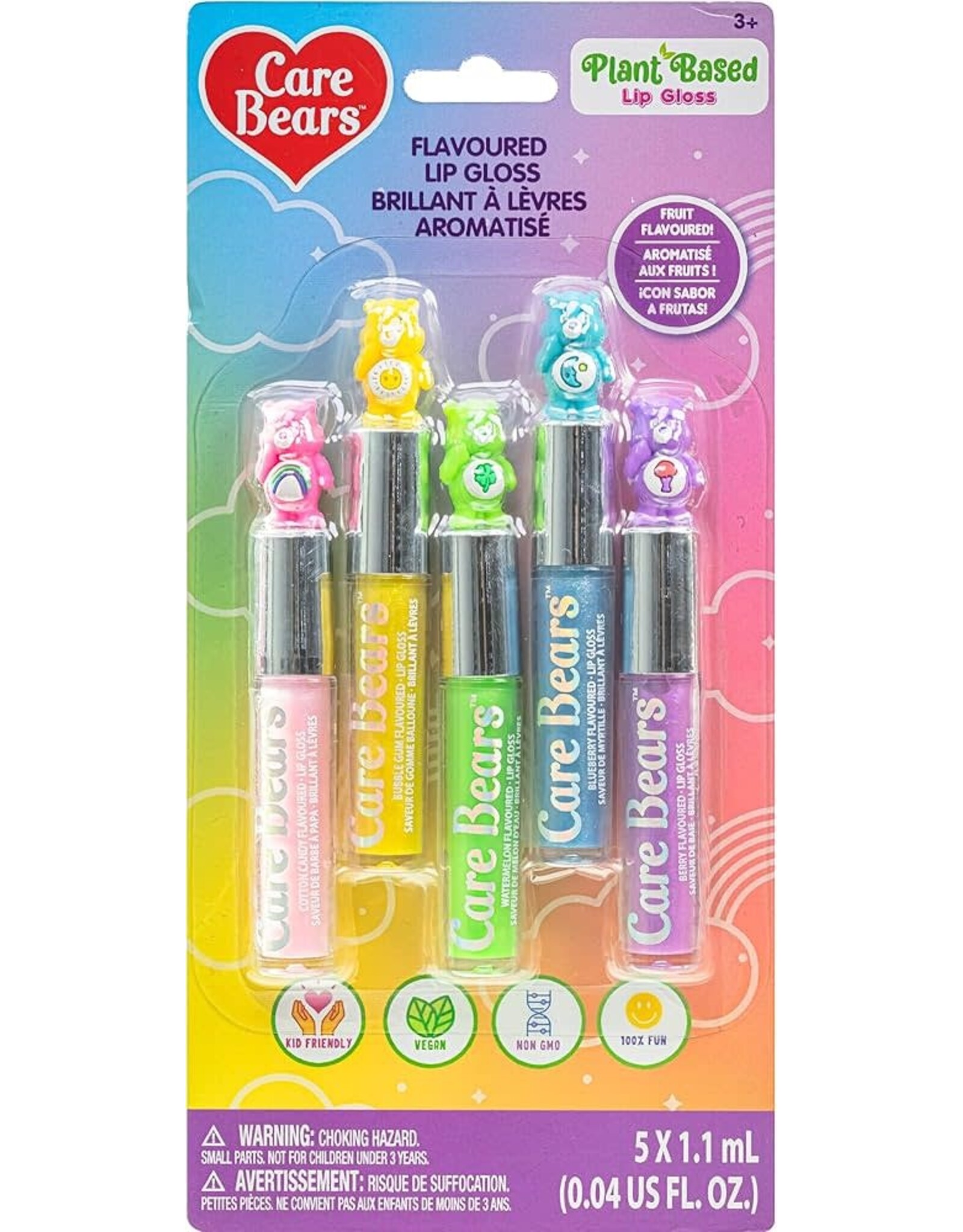 Make It Real Care Bear 5 Pack Holographic Lip Gloss with Topper