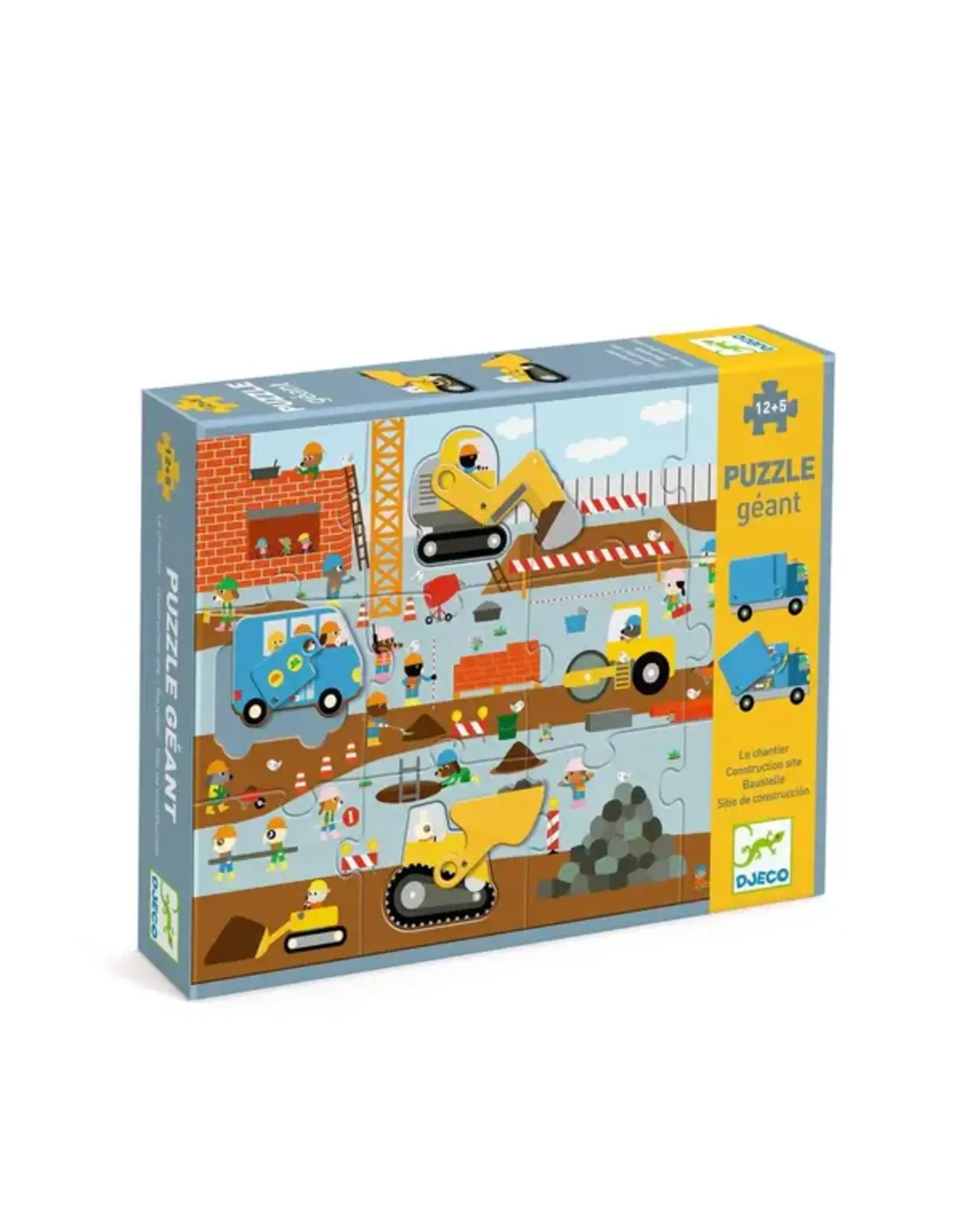 Djeco Giant Puzzle Construction Site 12 Pieces+5 Pieces