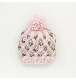 Huggalugs Bitty Blooms Blush Beanie Hat for Baby & Kids XS (newborn)