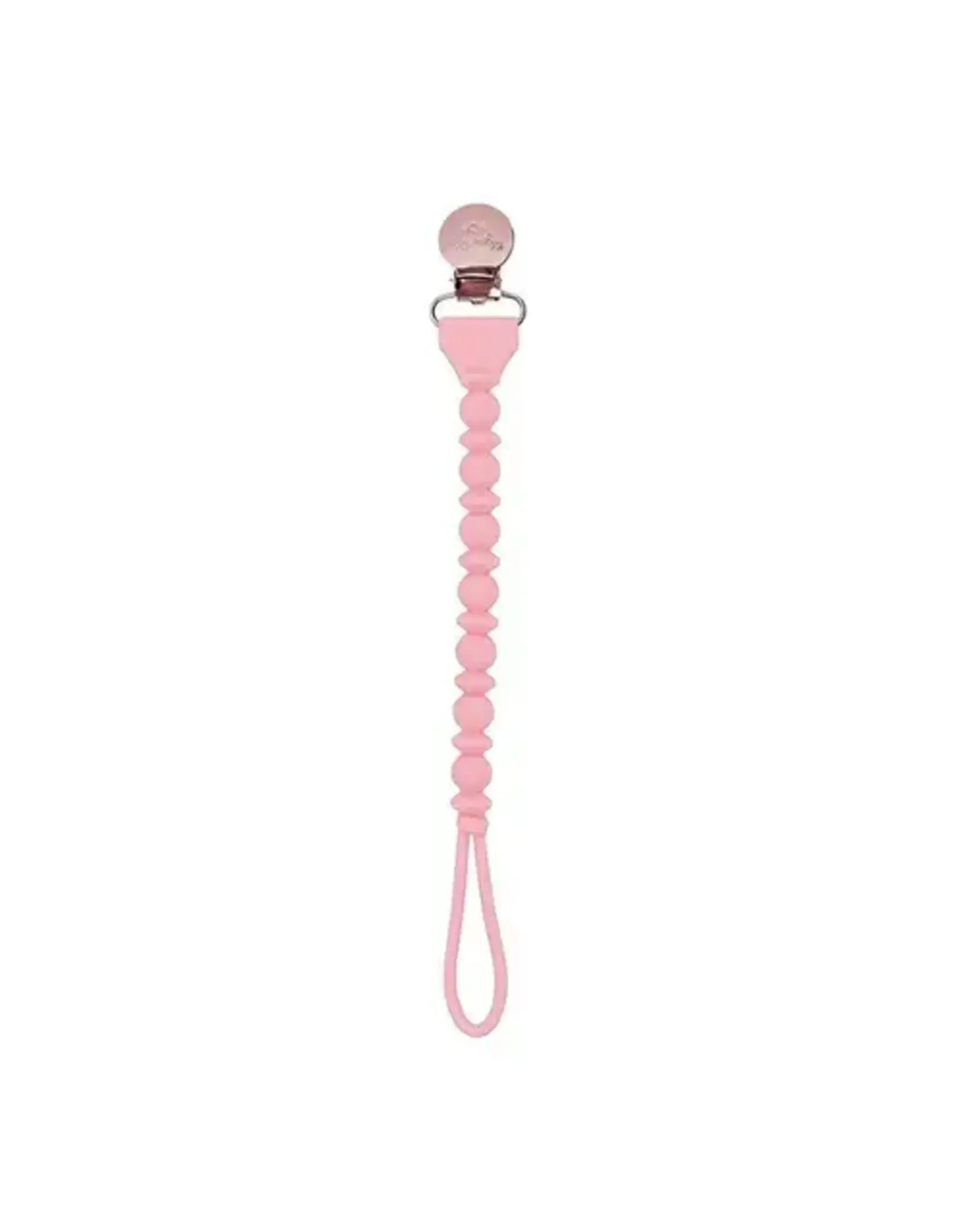 Itzy Ritzy Sweetie Strap Silicone One-Piece Pacifier Clip Pink Beaded