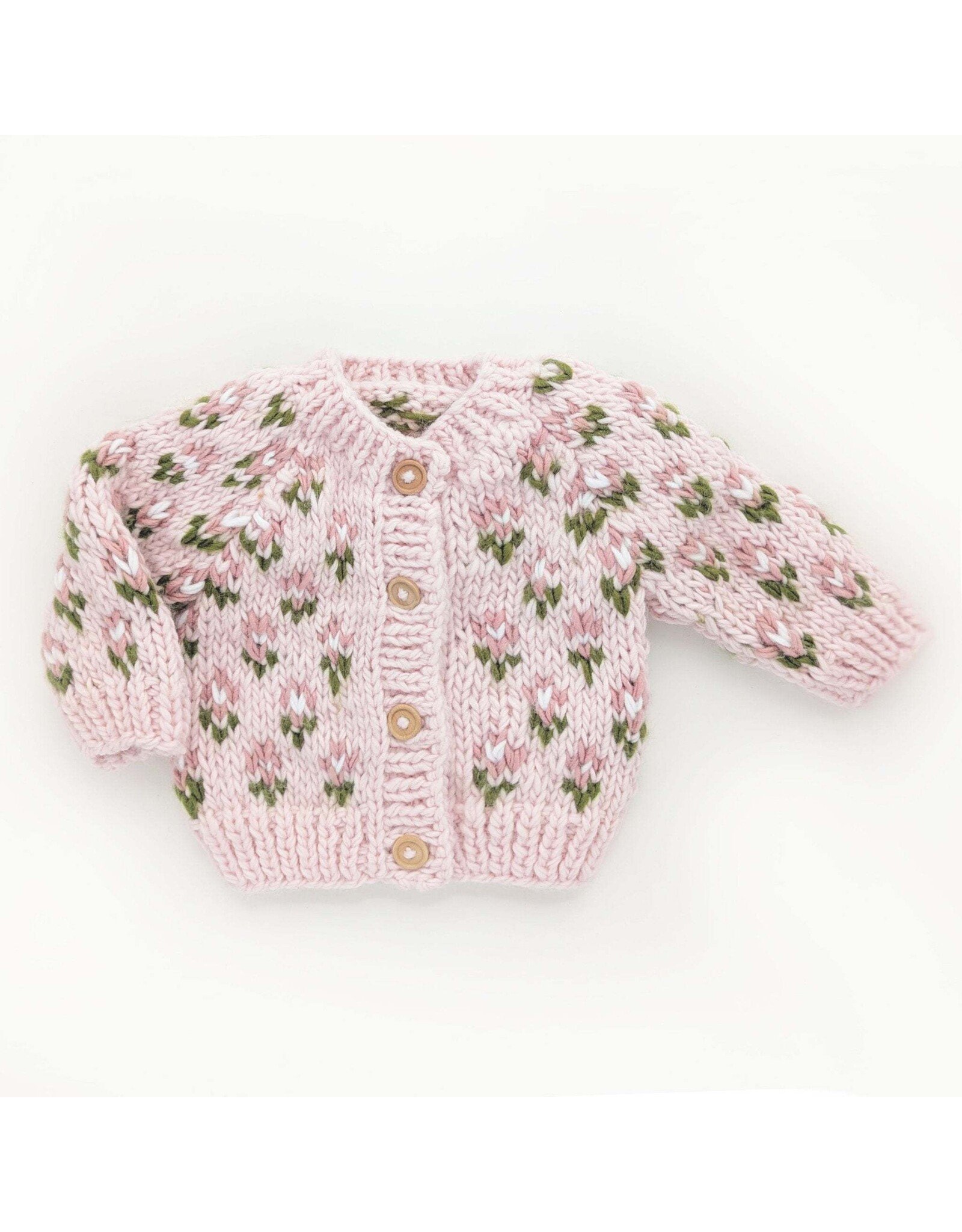 Huggalugs Bitty Blooms Blush Cardigan Sweater 6-12 months