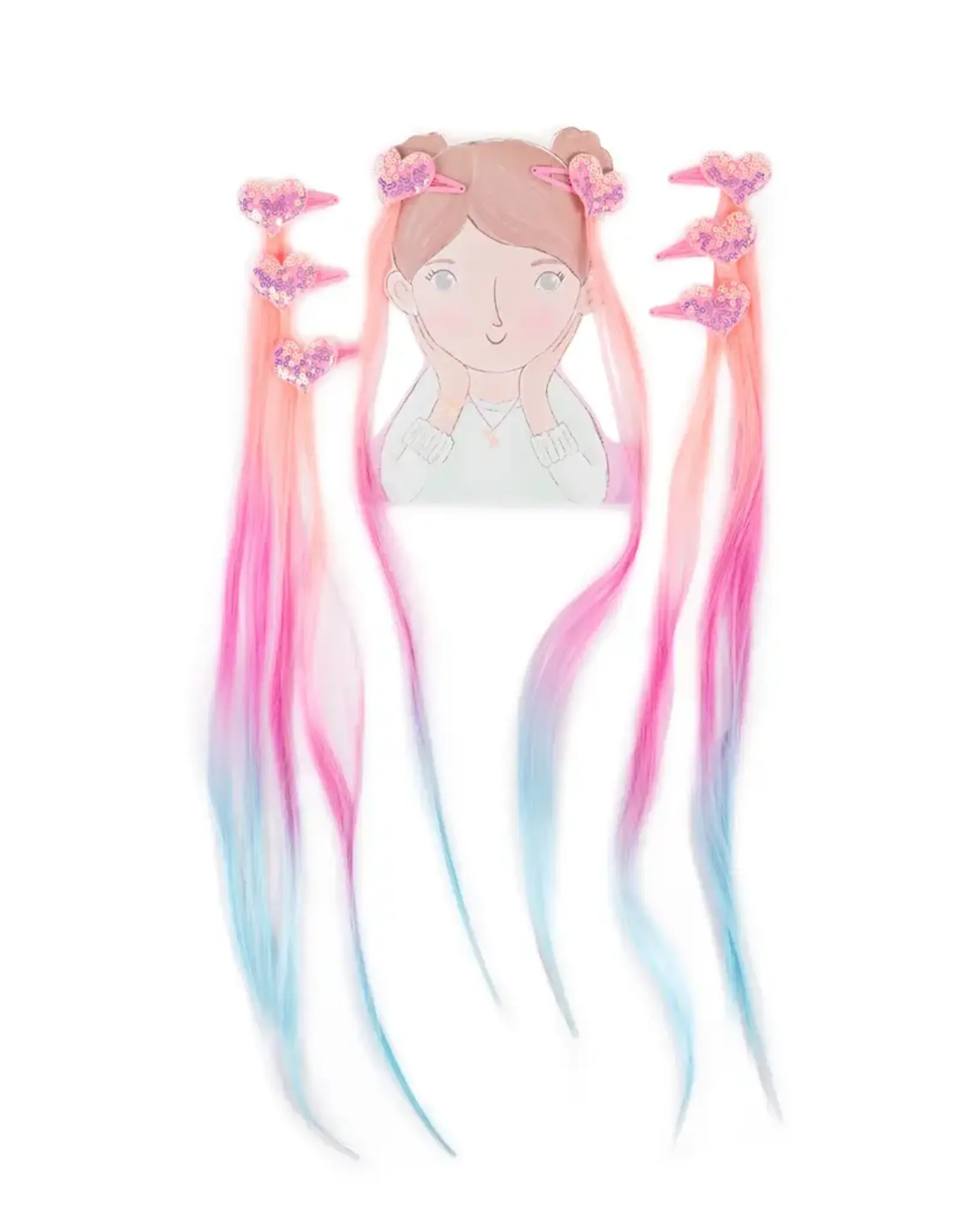 Great Pretenders Hollywood Hearts Hair Extensions, Pastel